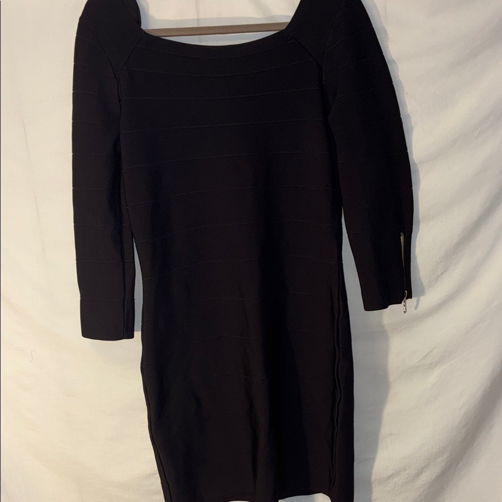 Black Ribbed Knit Dress